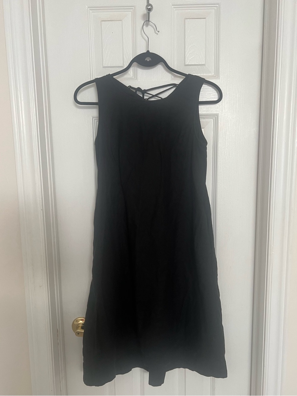 Uniqlo A-Line Linen Blend Black Mini Dress
